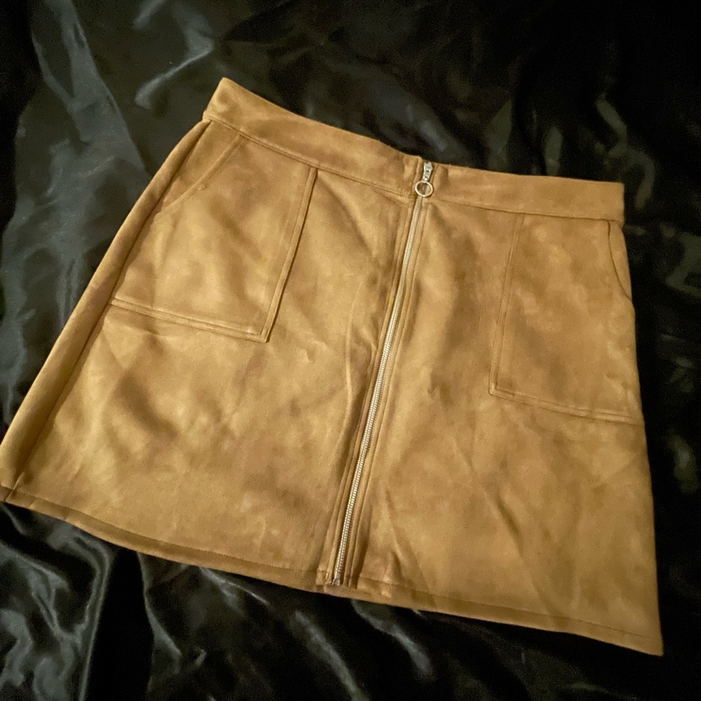 Maurices Camel Mini Skirt with Front Zipper